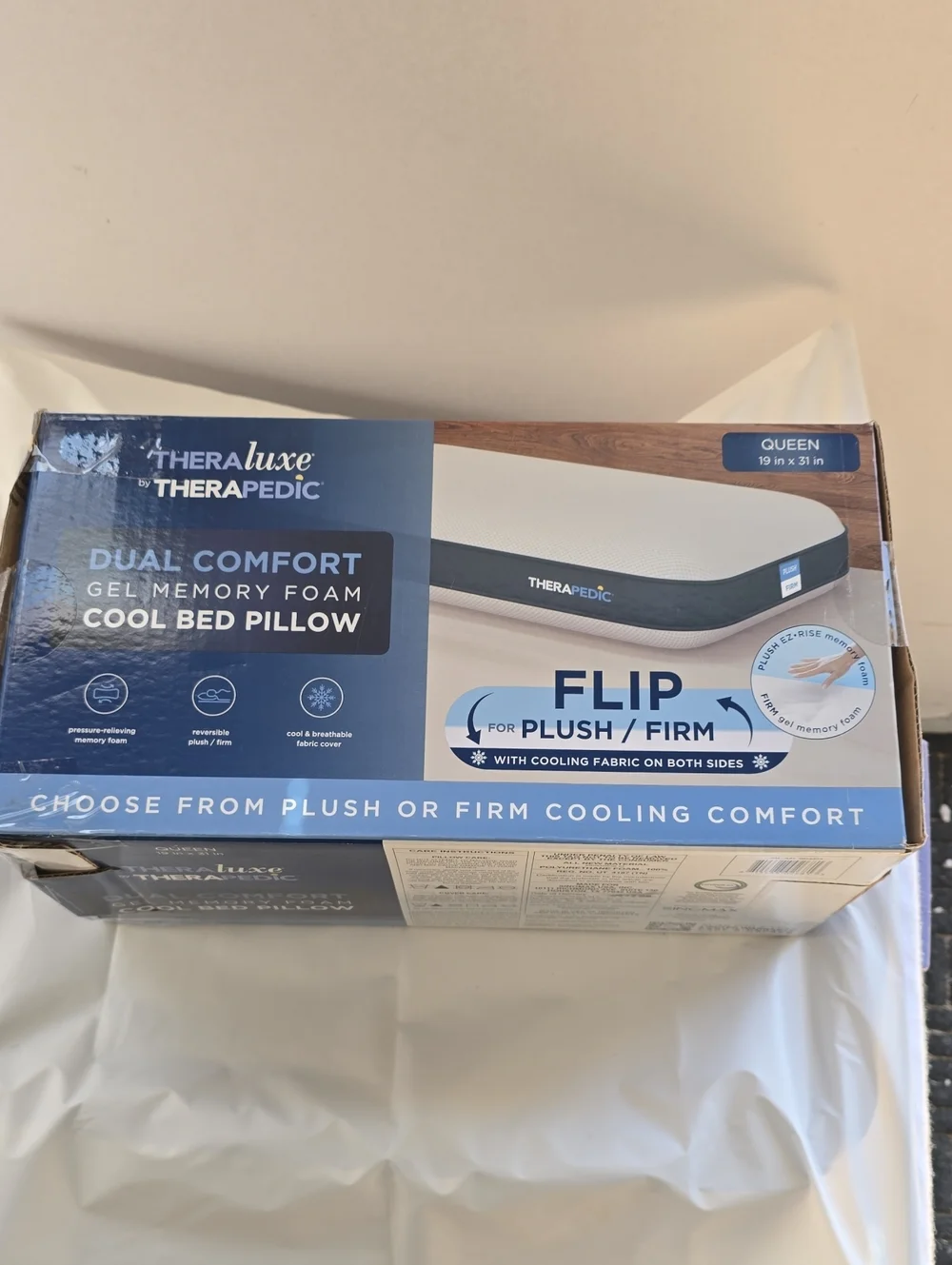 TheraLuxe Dual Comfort Gel Memory Foam Cool Bed Pillow - Blue